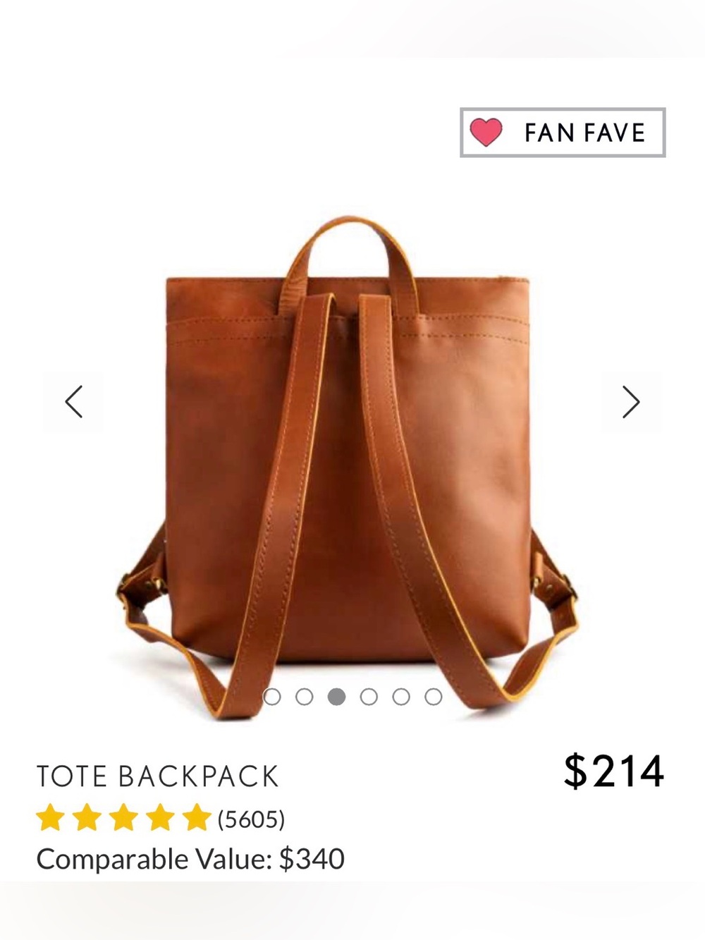 Portland Leather Tote Backpack- Honey - Picture 2 of 11